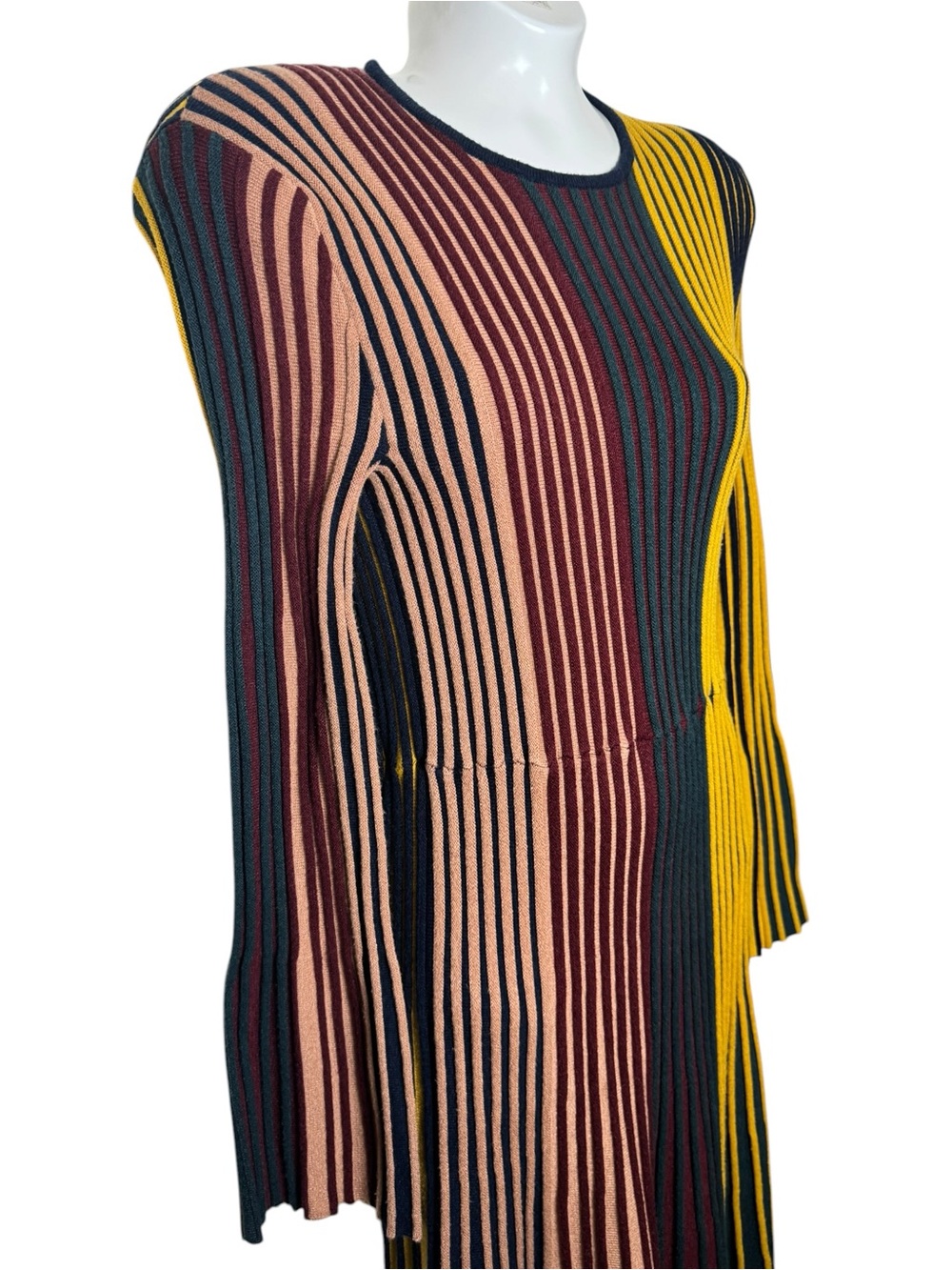 Simon Miller Celia Striped Long Sleeve Ribbed Midi Dress - Picture 7 of 11